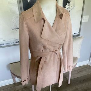 Zara Blush Micro Suede Short Trench Coat